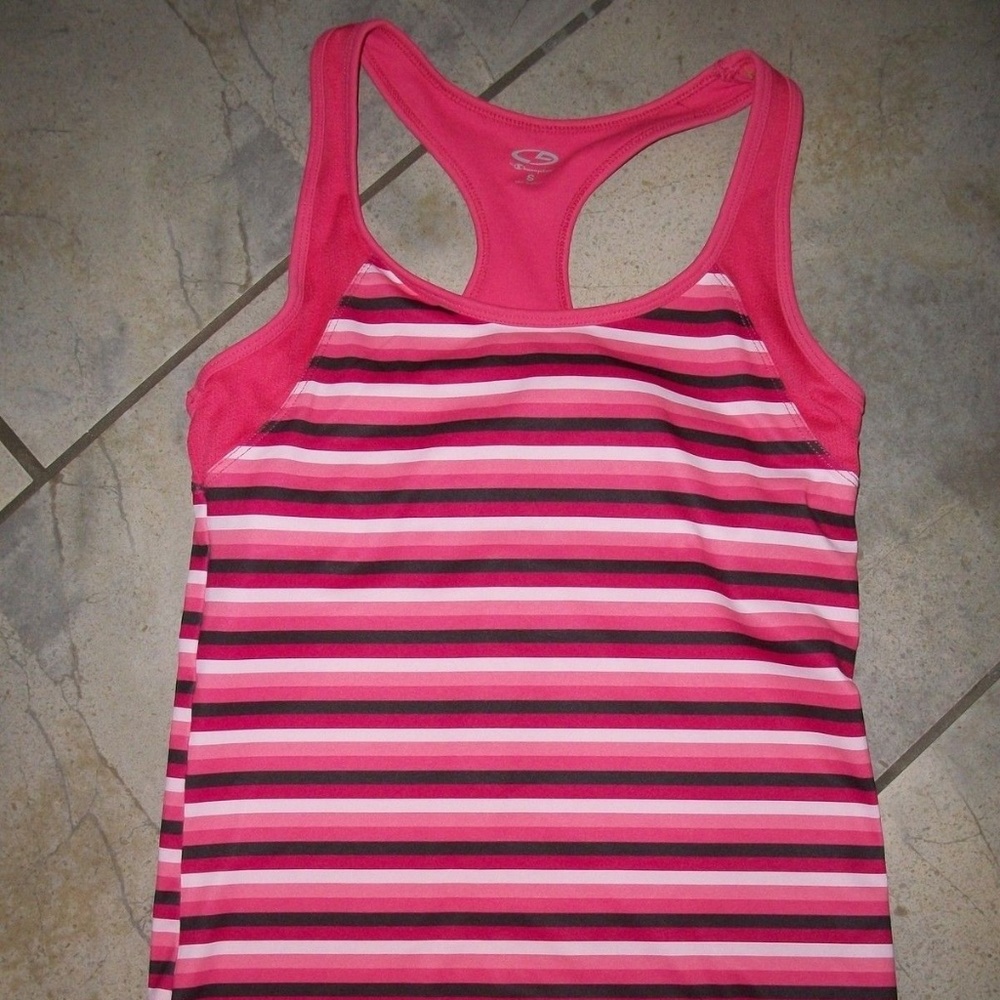 Champion Pink Striped Racerback Sports Running Top